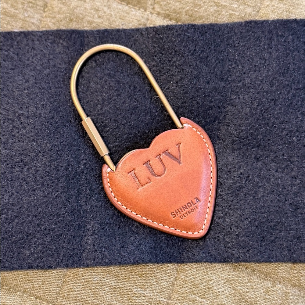 Shinola LUV Heart Leather Keychain